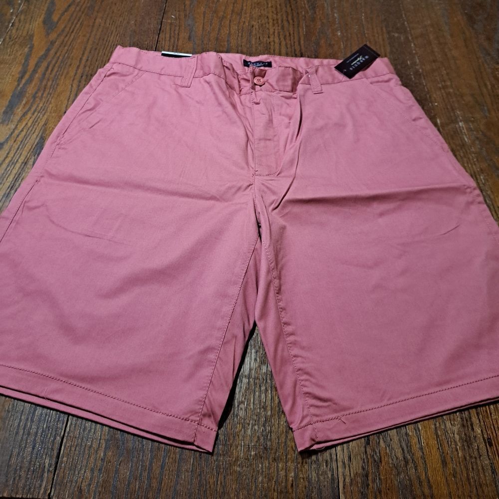 New Size 38 Marquis Signature Salmon Chino Cotton Shorts with Pockets NWT